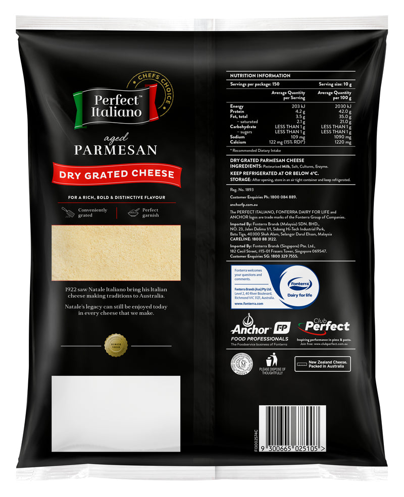 Perfect Italiano Parmesan Grated Cheese- 4x1.5kg